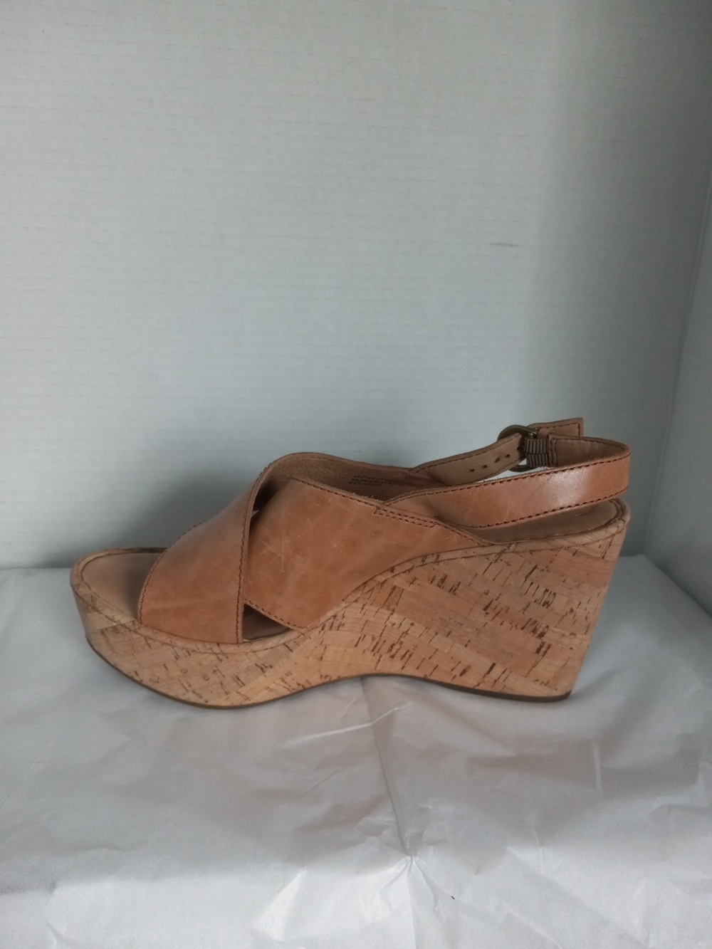 Born Tan Leather Cork Wedge Sandals - Picture 9 of 10